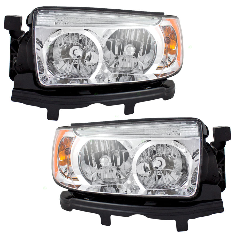 Brock Replacement Driver and Passenger Halogen Headlights Headlamps Compatible with 2006-2008 Forester 84001SA471 84001SA461
