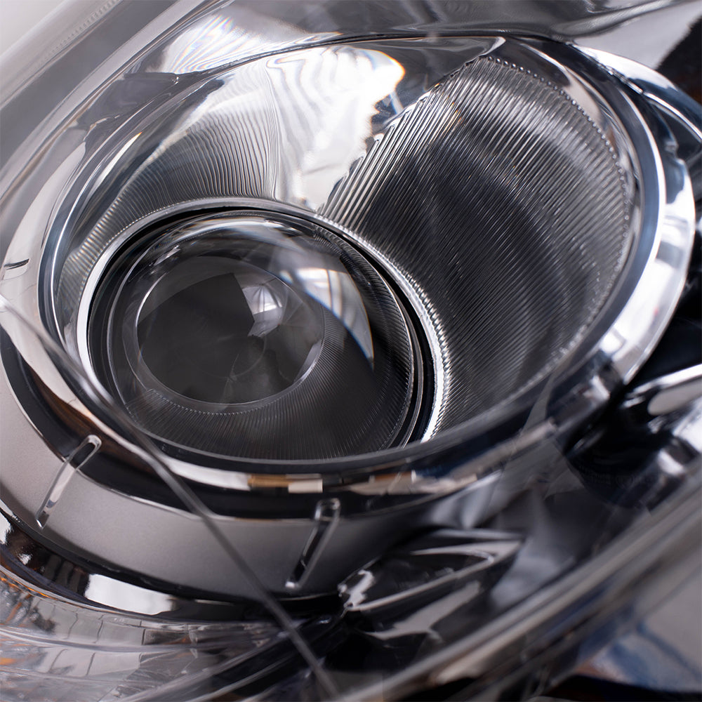 Brock Replacement Driver and Passenger Halogen Combination Headlights Headlamps with Dark Chrome Housing Compatible with 11-14 Sonata 921013Q100 921023Q100