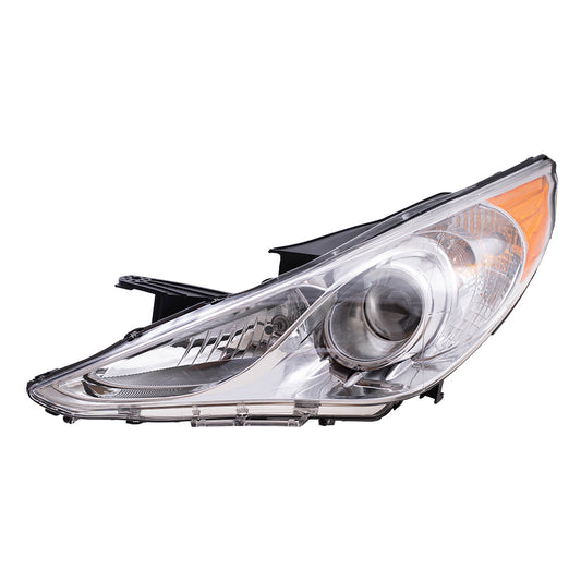 Drivers Halogen Headlight Dark Chrome Housing Assembly for 11-14 Hyundai Sonata