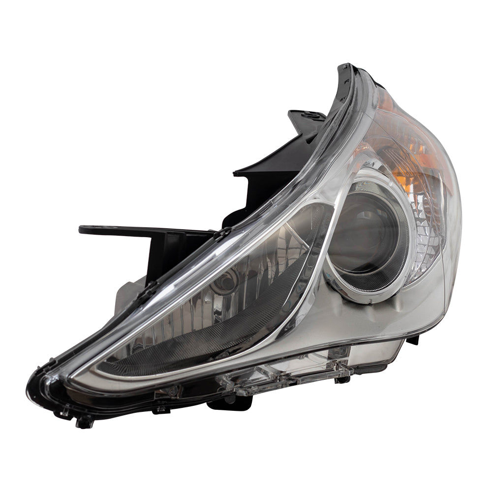Drivers Headlight Assembly for 11-14 Hyundai Sonata - Bright Chrome Housing