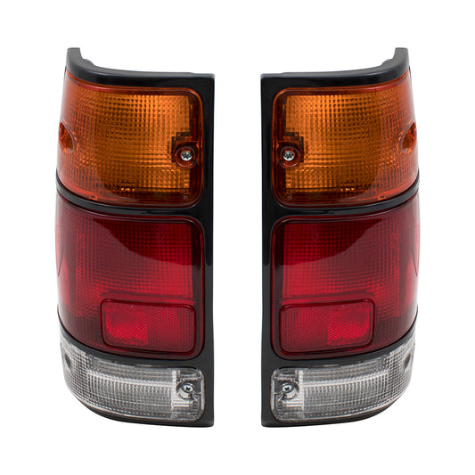 Brock Replacement Driver and Passenger Taillights Tail Lamps w/ Black Trim Compatible with 88-95 Pickup Truck 8971210730 8971210720
