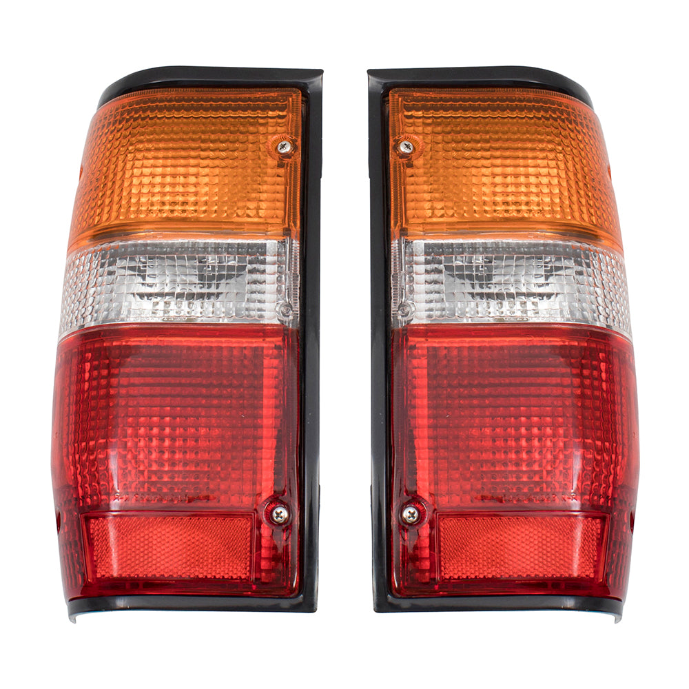 Brock Replacement Driver and Passenger Taillights Tail Lamps Compatible with 87-96 Pickup Truck MB527093 MB527094
