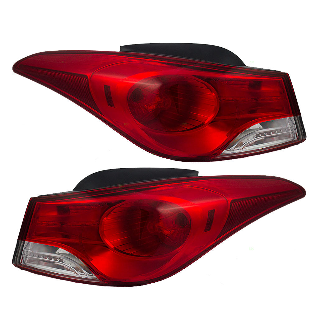 Brock Replacement Driver and Passenger Taillights Quarter Panel Mounted Compatible with 2011-2013 Elantra Sedan