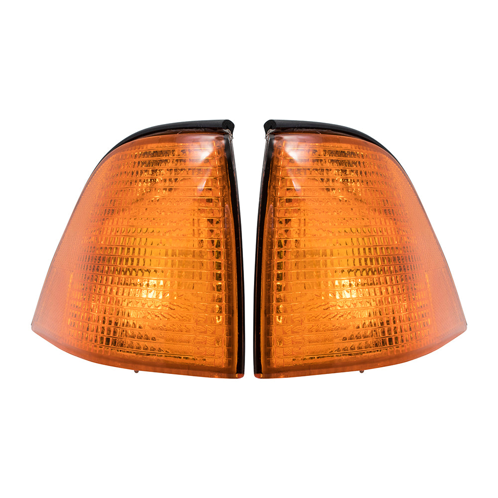 Brock Replacement Driver and Passenger Park Signal Corner Marker Lights Lamps Lenses Compatible with 92-99 3 Series 63138353283 63138353284