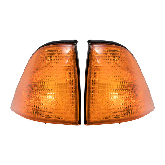 Brock Replacement Driver and Passenger Park Signal Corner Marker Lights Lamps Lenses Compatible with 92-99 3 Series 63138353283 63138353284