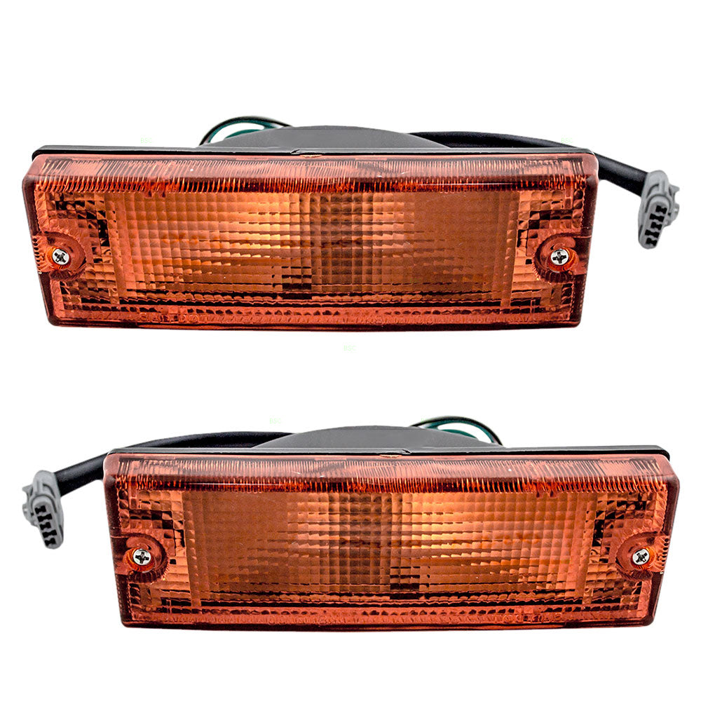 Brock Replacement Driver and Passenger Park Signal Front Marker Lights Lamps Lenses Compatible with 94-97 SUV Pickup Truck 8-97173-532-0 8-97173-531-0