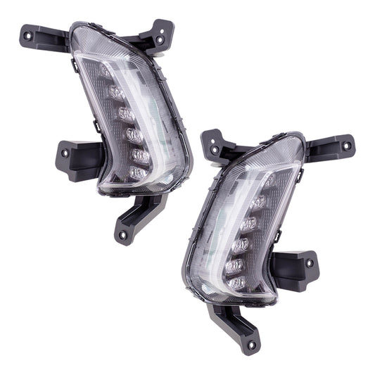 Brock Replacement Set Daytime Running Lights Vertical Type Lens Compatible with 2017-2018 Elantra Sedan