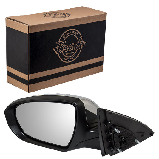 Brock Replacement Drivers Power Side View Mirror Heated Signal Power Folding Chrome Cover Compatible with 2012-2013 Optima 876104C040
