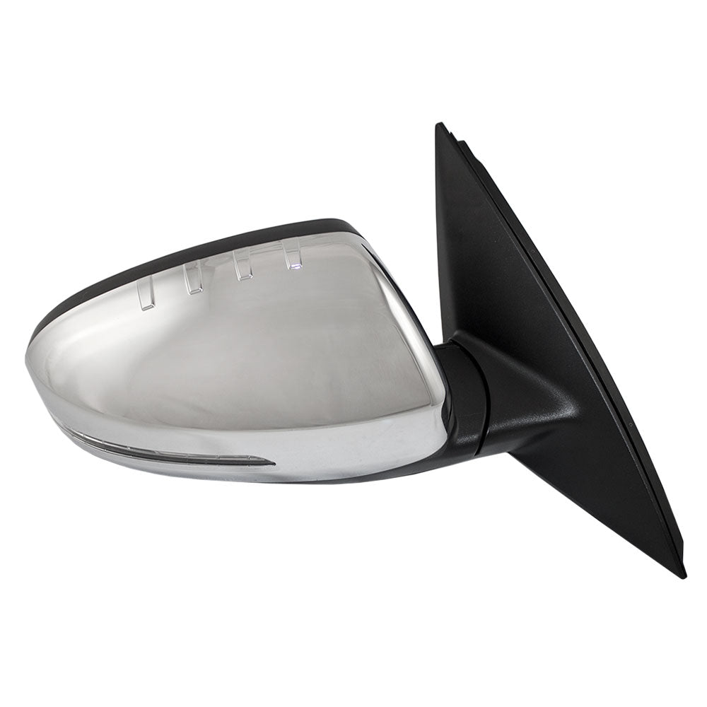Brock Replacement Passengers Power Side View Mirror Heated Signal Power Folding Chrome Cover Compatible with 2012-2013 Optima 876204C040