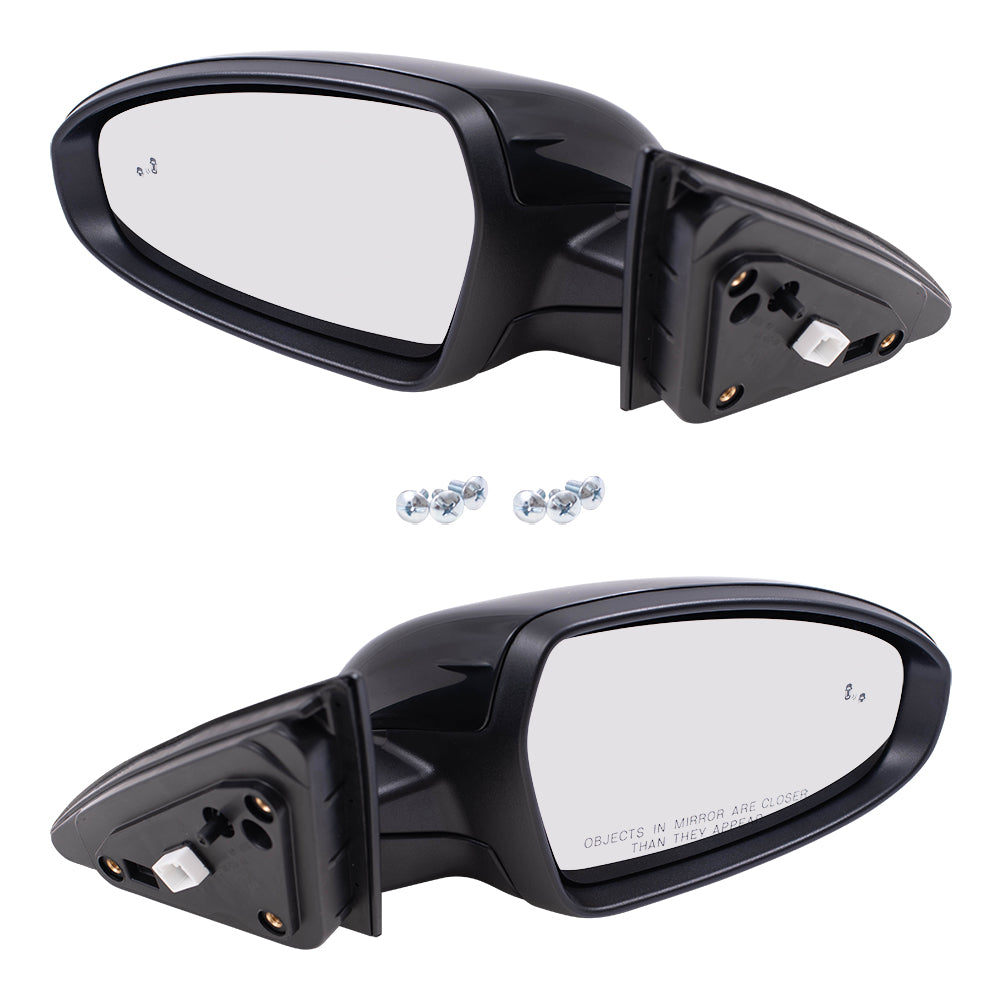 Brock Replacement Driver and Passenger Side Power Mirror Paint to Match Black with Heat-Signal-Blind Spot Detection Set Compatible with 19-20 Forte Sedan