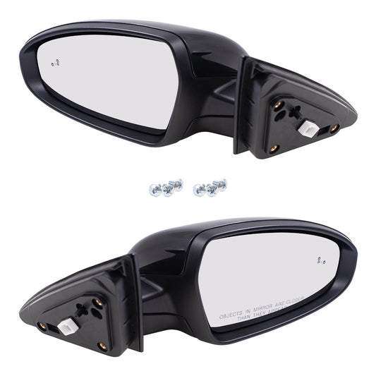 Brock Replacement Driver and Passenger Side Power Mirror Paint to Match Black with Heat-Signal-Blind Spot Detection Set Compatible with 19-20 Forte Sedan