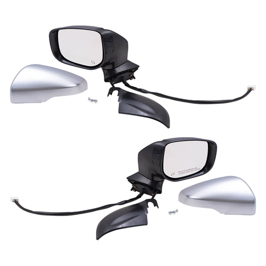 Brock Replacement Driver and Passenger Side Power Mirrors with Paint to Match Black Base & Silver Cover with Heat, Signal and Blind Spot Detection Compatible with 2017-2020 Impreza