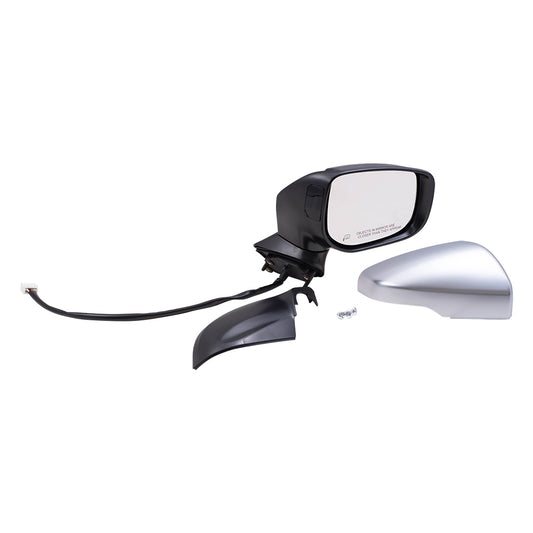 Brock Replacement Passenger Side Power Mirror with Paint to Match Black Base and Silver Cover with Heat, Signal and Blind Spot Detection Compatible with 2017-2020 Impreza