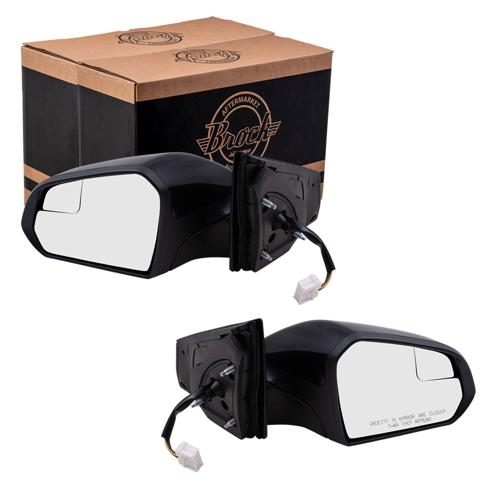 Brock Replacement Pair Set Power Side View Mirrors Heated w/ Turn Signal Compatible with 15-17 Sonata 87610C2010 87620C2010