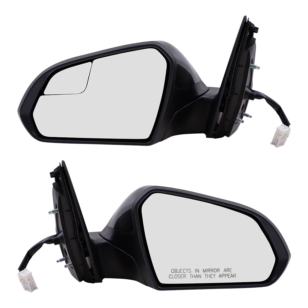 Brock Replacement Pair Set Power Side View Mirrors Heated w/ Turn Signal Compatible with 15-17 Sonata 87610C2010 87620C2010