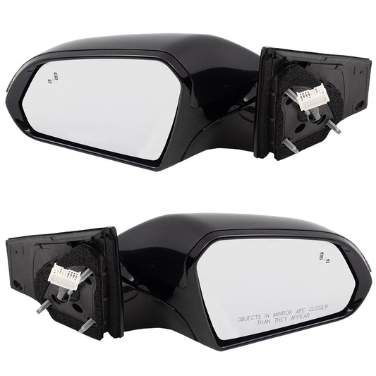Brock Replacement Set Gloss Power Mirrors Heated Signal Blind Spot Detection Compatible with 2018 2019 Sonata