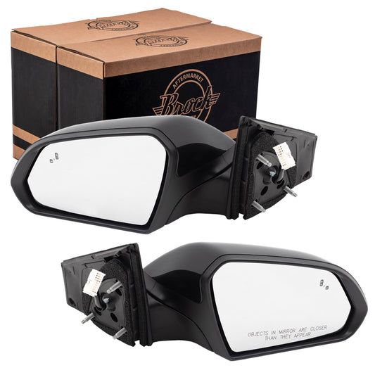 Brock Replacement Pair Set Power Side View Mirrors w/ Blind Spot Detection fits 2018 Sonata replaces HY1320237 HY1321237 87610C2620 87620C2580