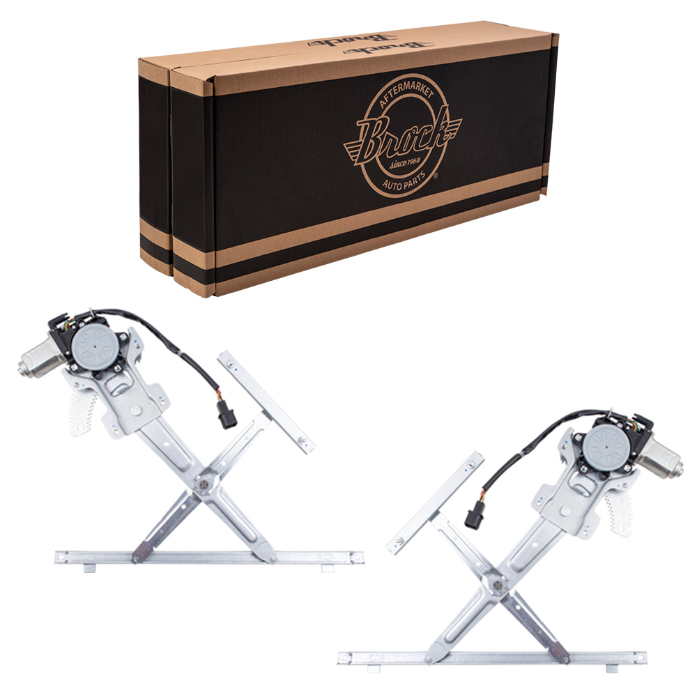 08-11 Mitsubishi Lancer Set Front Power Window Regulators w/Motors Assemblies