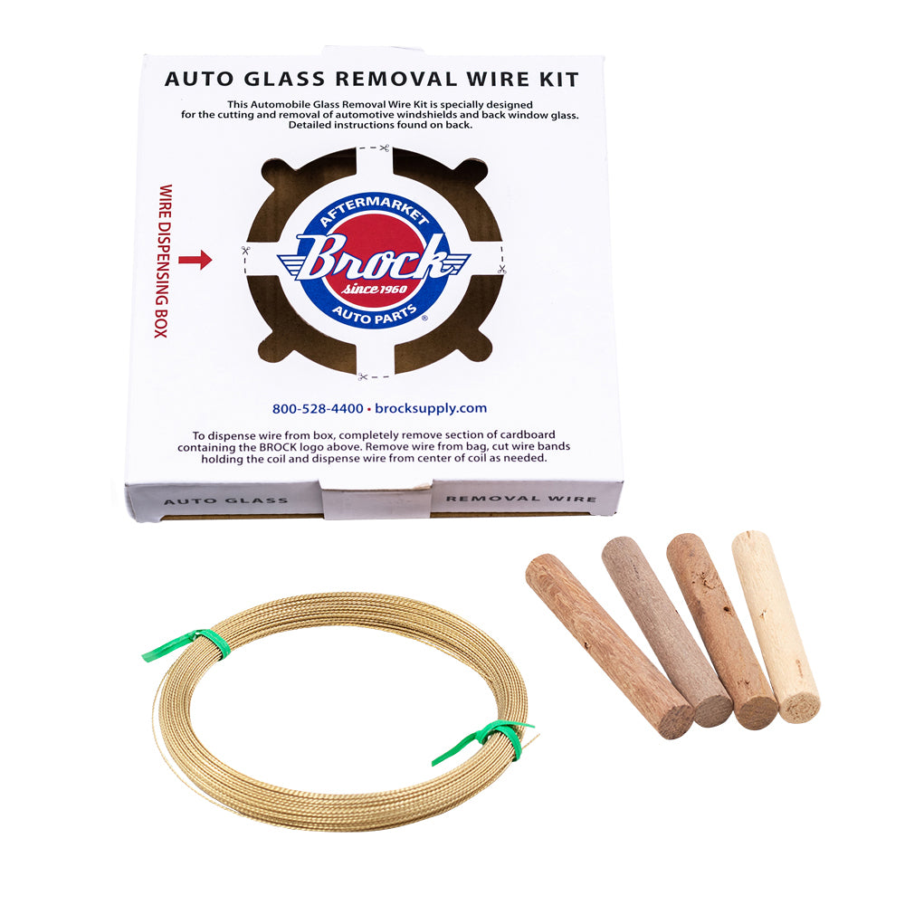 Windshield Auto Glass Removal Wire Kit 135' ft Stainless Steel Gold Braided Wiring w/ 4 Handles for Auto Glass Cutting Repair Disposal
