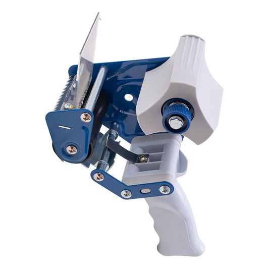 3" Tape Holder Dispenser Gun Heavy Duty w/ Metal Cutter Adjustable Tension & Metal Anti-Reversing Plate for Ship Storage Warehouse Retail