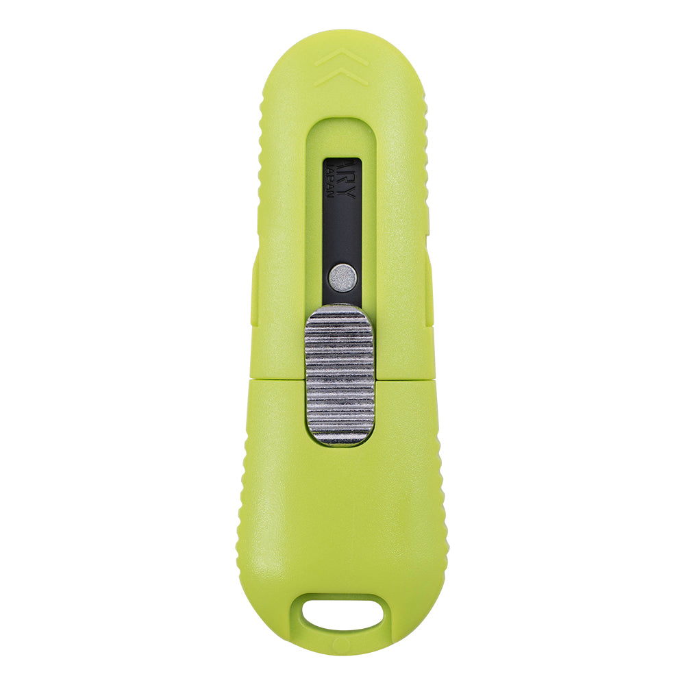 Retractable 1" Serrated Canary Box Cutter PS2 Double Edge Blade Utility Knife Rounded Tip Adhesive Resistant Non-Stick Coating Tool DC-20F