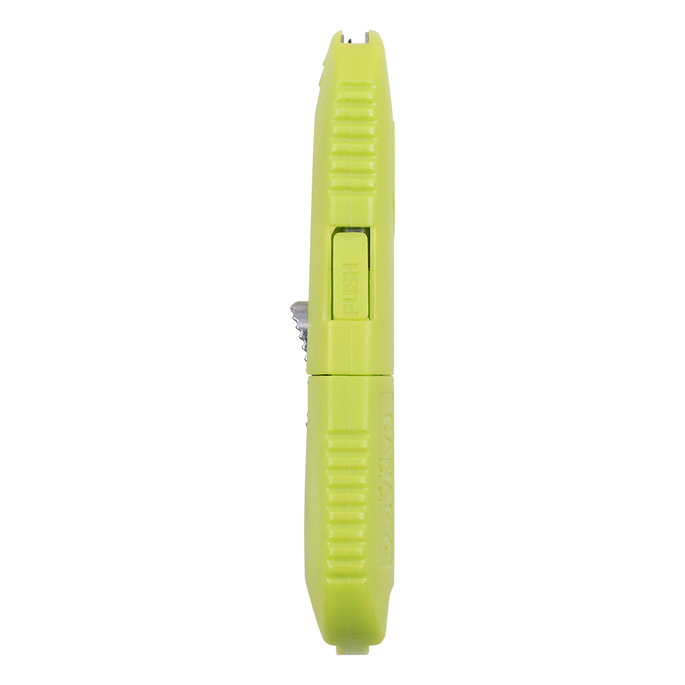 Retractable 1" Serrated Canary Box Cutter PS2 Double Edge Blade Utility Knife Rounded Tip Adhesive Resistant Non-Stick Coating Tool DC-20F