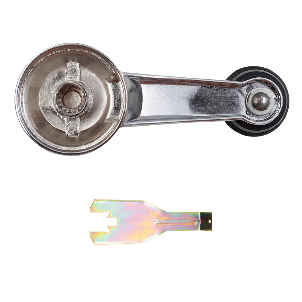 GM 2 Pc Set Manual Window Crank Chrome w/ Black KOB & Handle Clip Removal Tool