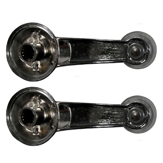 Brock Replacement Pair Set Manual Window Crank Handles Chrome w/ Clear Knob Compatible with Pickup Truck Van SUV 20037597