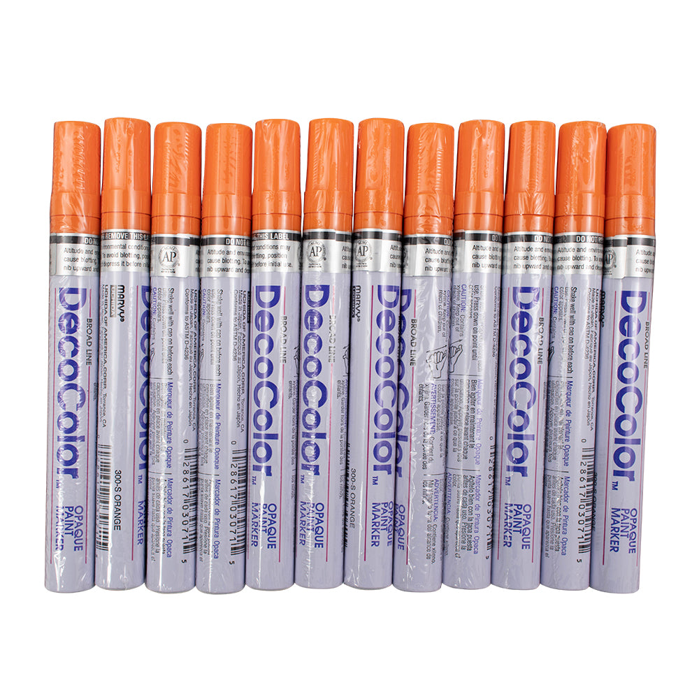 12 Pc Set Orange Decocolor Paint Marker Pens Broad Line Point Glossy O ...