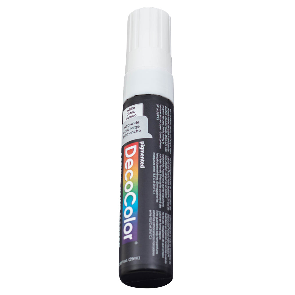Single White Decocolor Paint Marker Pen Extra Broad Line Point 1/2 inch Tip Water Based Acrylic for Wood Plastic Paper Foam