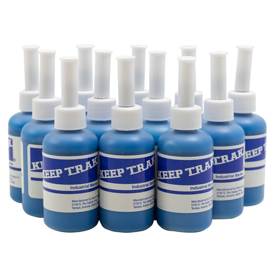 12 Pc Set 1 Dozen 2 oz Blue Refillable Keeptrak Paint Markers for Automotive Industrial Art Crafts