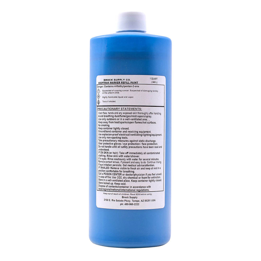 1 Quart Bottle Blue Keeptrak Paint Marker Refill with Pouring Spout for Automotive Industrial Art Crafts Hobby