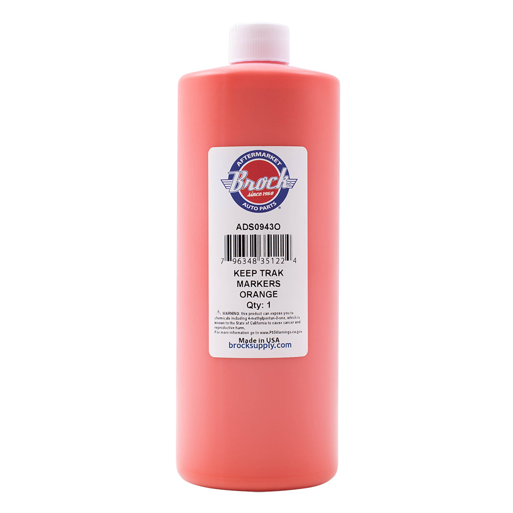 1 Quart Bottle Orange Keeptrak Paint Marker Refill with Pouring Spout for Automotive Industrial Art Crafts Hobby