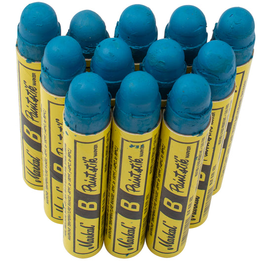 12 Pc Box Blue Markal B Paintstiks Crayon Marks Water Oil Dirt Extreme Temp Paint Stick Chalk for Auto Tire Construction Fabric Lumber