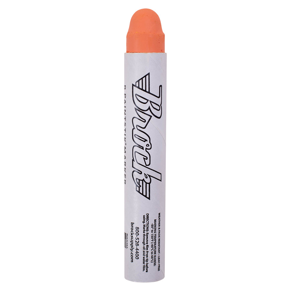Brock Markal B Paintstik Orange - Multi-Purpose Permanent Solid Paint Marking Crayon For Oily-Wet-Dry-Cold Surfaces - Weather & UV Resistant - Dozen