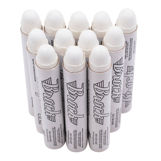 Brock Markal B White Paintstik Marker - Multi-Purpose Permanent Solid Paint Marking Crayon For Oily-Wet-Dry-Cold Surfaces - Weather & UV Resistant – Dozen