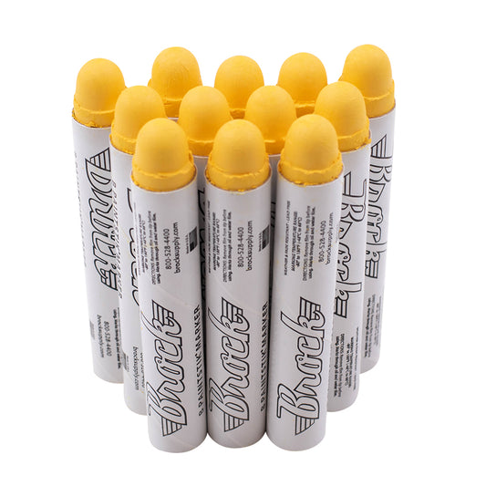 Brock Markal B Yellow Paintstik Marker - Multi-Purpose Permanent Solid Paint Marking Crayon For Oily-Wet-Dry-Cold Surfaces - Weather & UV Resistant – Dozen