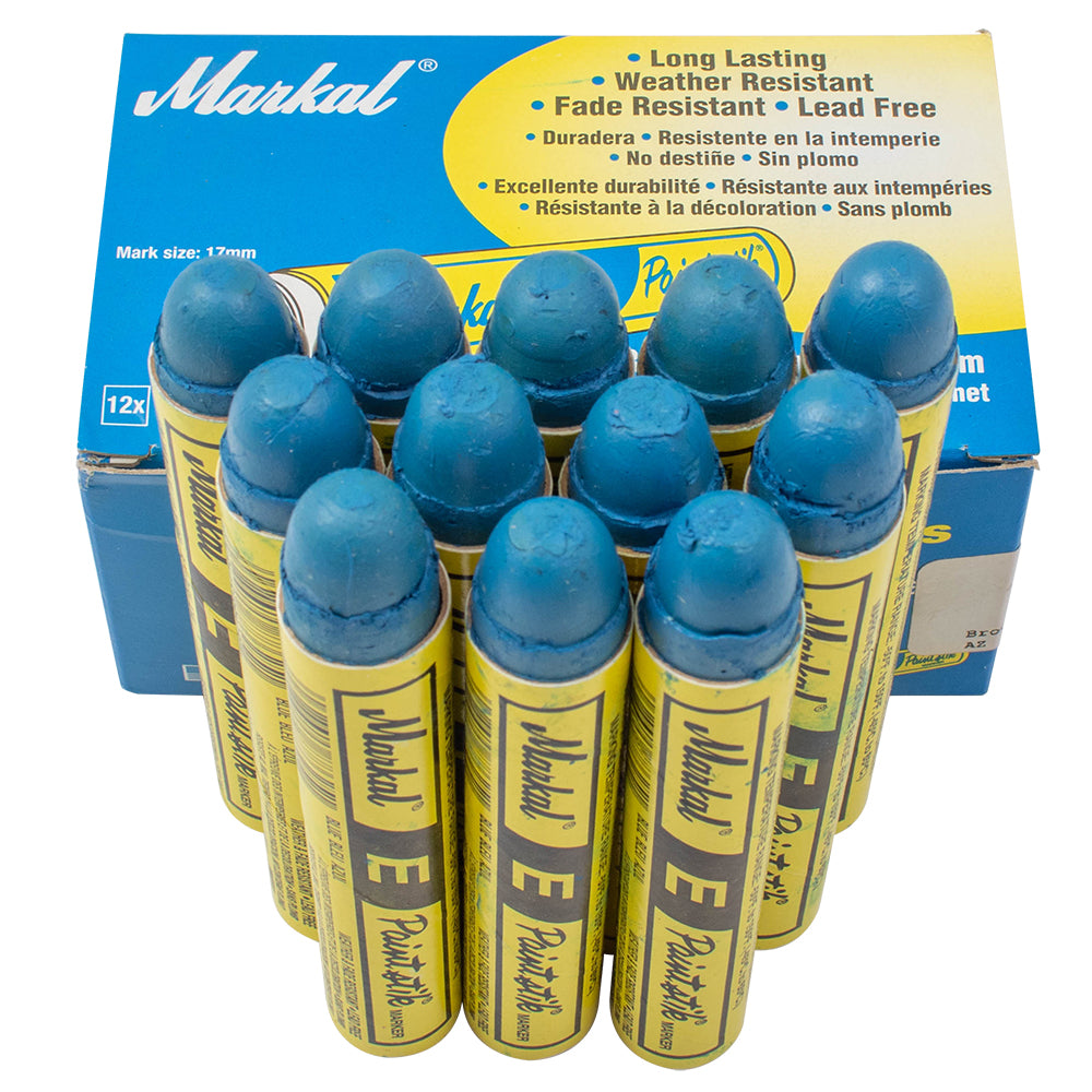 12 Pc Box Blue Markal E Paintstiks Crayon Chalk High Intensity Color Paint Stick Mark Chalk Oily Water Dust Auto Tire Construction Lumber