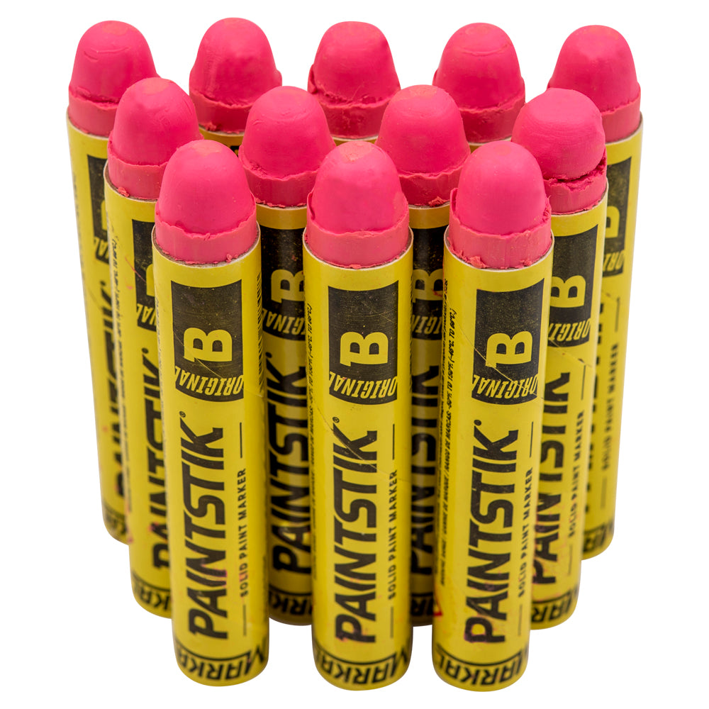 12 Pc Box Flourescent Pink Markal B Paintstiks Glow UV Black Light Crayon Metal Glass Wood Rubber for Auto Tire Construction Lumber