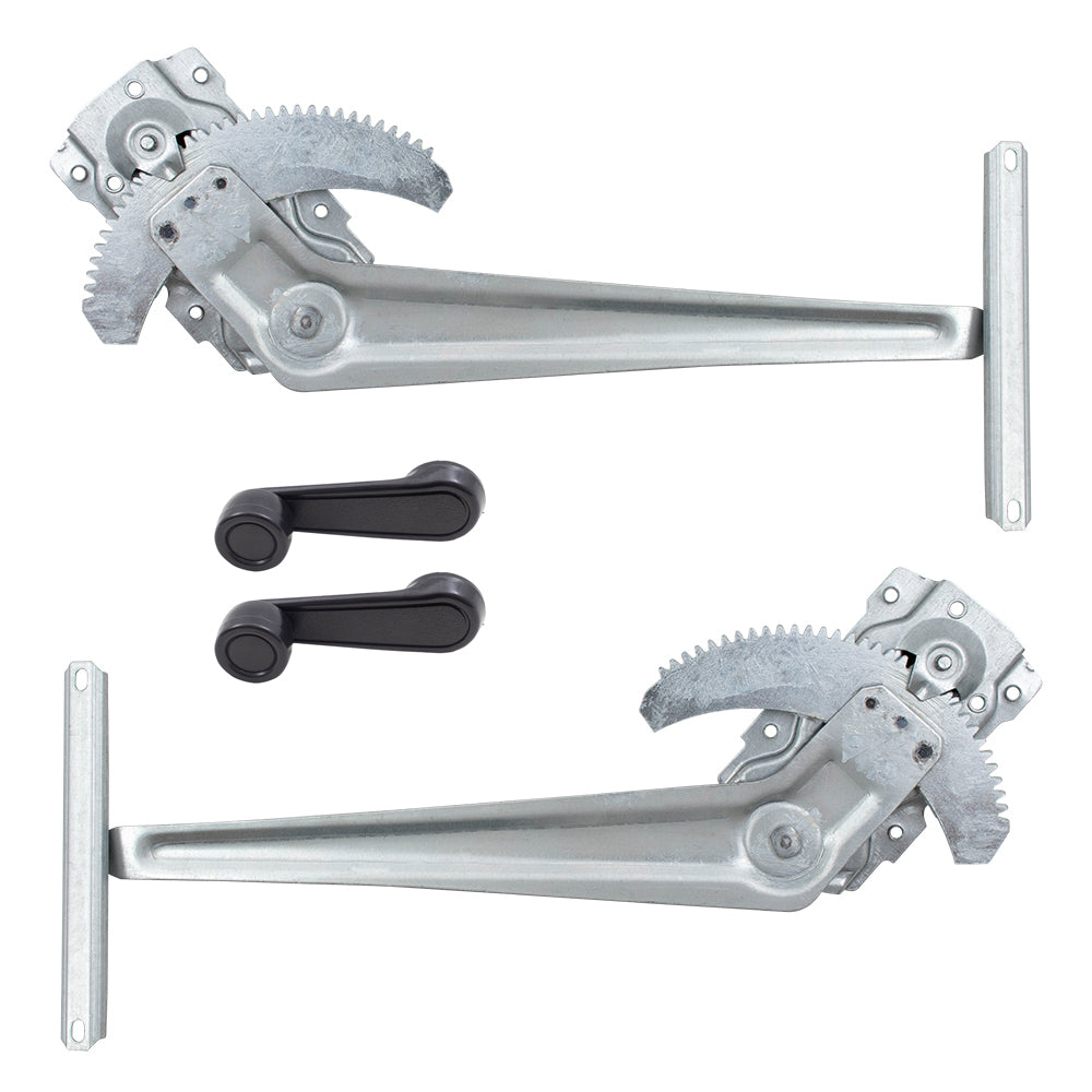Brock Replacement 4 Pc Set of Front Manual Window Lift Regulators & Crank Handles Compatible with 1984-1989 4Runner w/ Vent Window 6980289108 6980189108