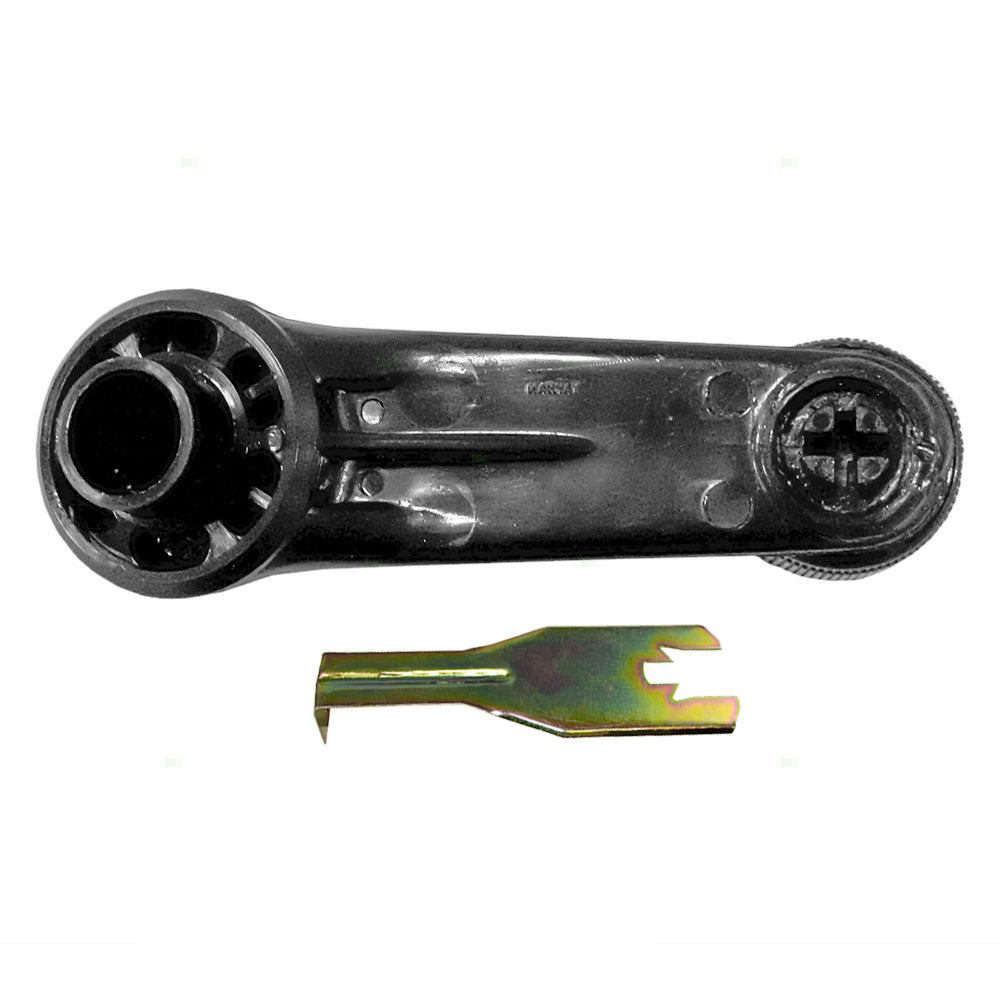 Brock Replacement Set Black Plastic Manual Window Crank w/ Chrome Knob Center & Handle Clip Removal Tool Compatible with Pickup Truck SUV Van 69260-12010