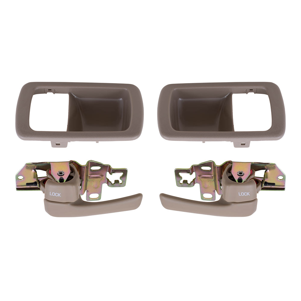 Brock Replacement 4 Piece Set of Inside Interior Beige Door Handles with Trim Bezel Compatible with 92-96 Camry 6927832050S4 6927732060S4 6920632071J0 6920532070W3