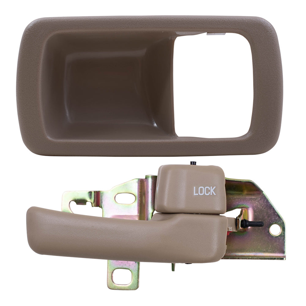 Brock Replacement Passengers Inside Interior Inner Beige Door Handle with Trim Bezel Compatible with 92-96 Camry 69277-32060-S4 69205-32070-W3