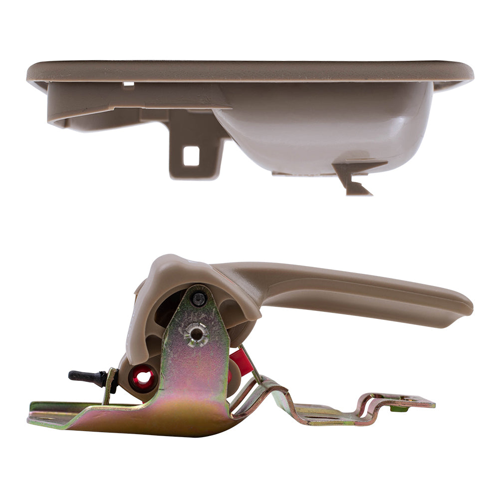Brock Replacement Passengers Inside Interior Inner Beige Door Handle with Trim Bezel Compatible with 92-96 Camry 69277-32060-S4 69205-32070-W3