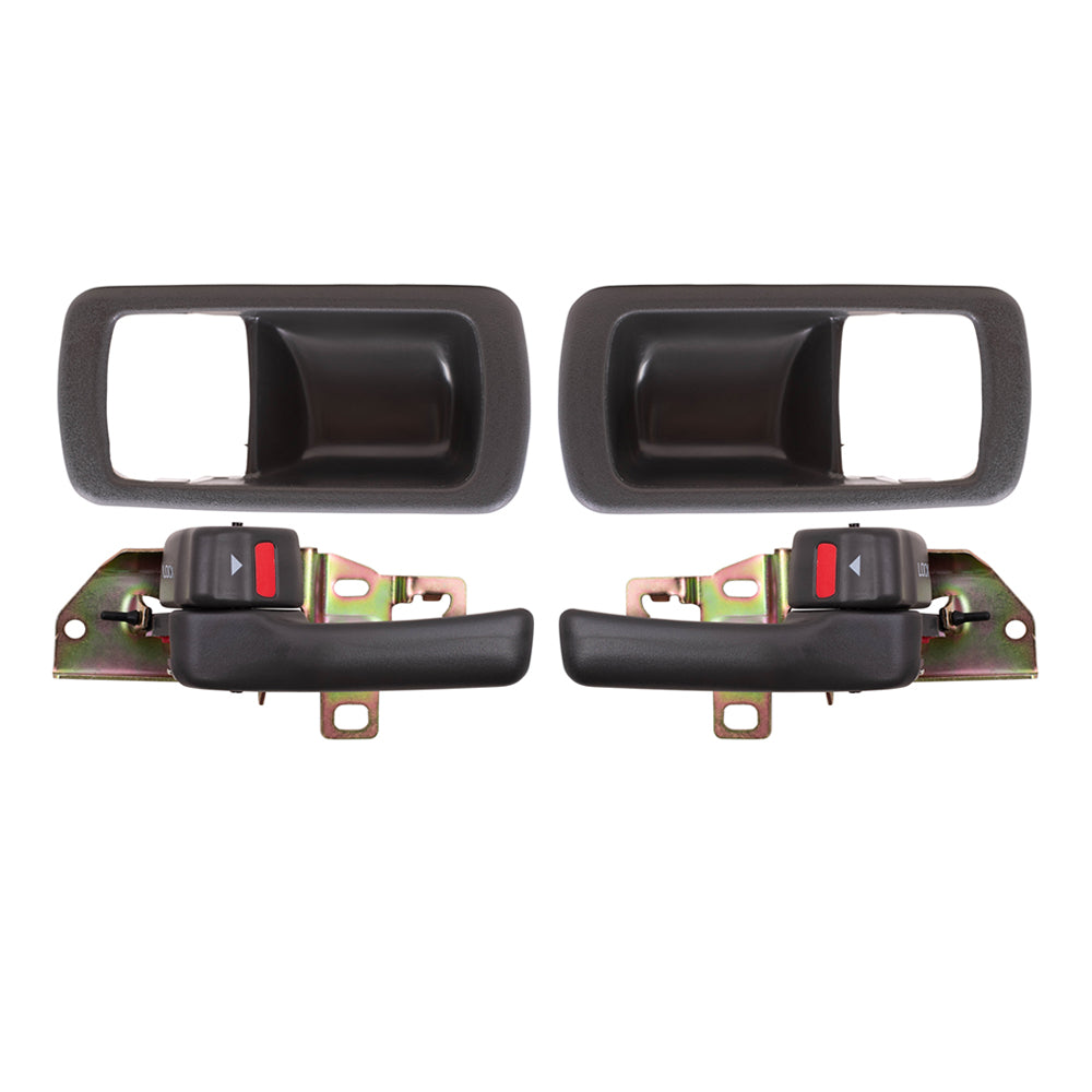 Brock Replacement 4 Piece Set of Inside Interior Grey Door Handles with Trim Bezels Compatible with 92-96 Camry 6927832050S4 6927732060S4 6920632071J0 6920532070W3