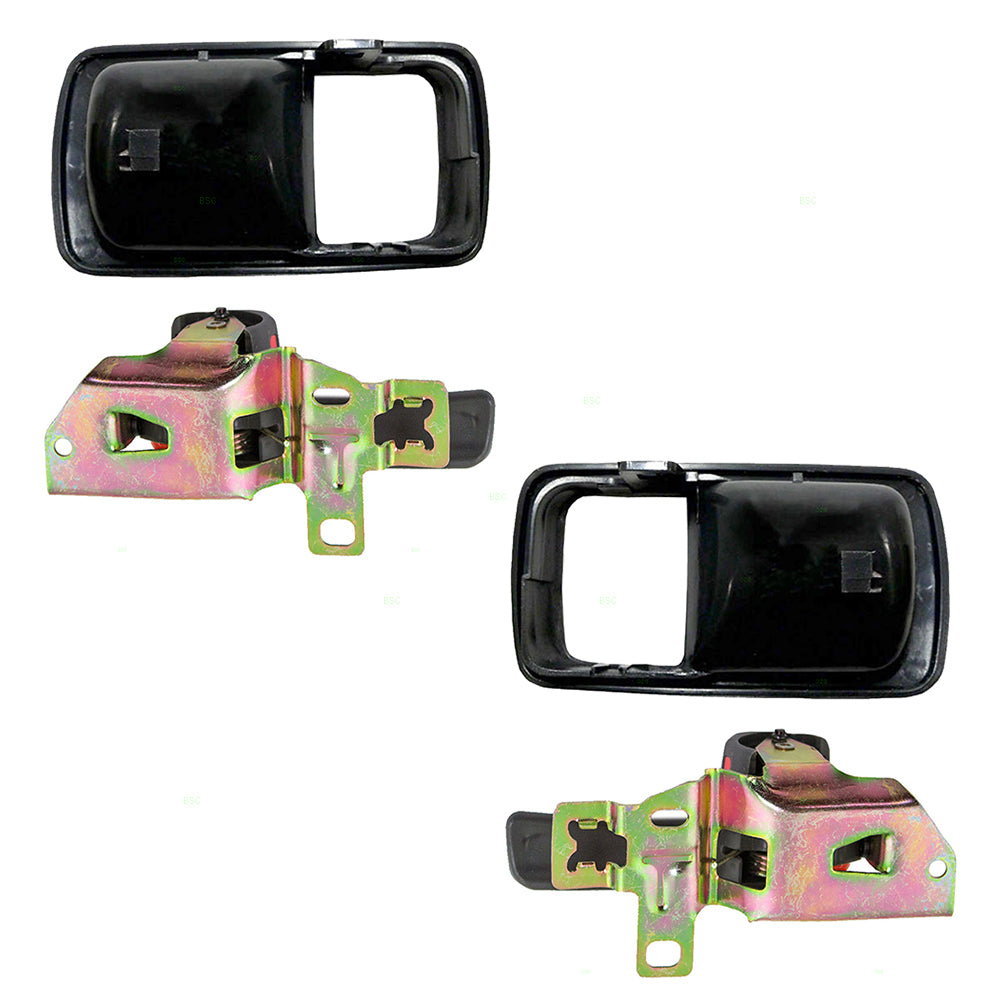 Brock Replacement 4 Pc Set Inside Gray Door Handles with Trim Bezels Compatible with 1992 1993 1994 1995 1996 Camry