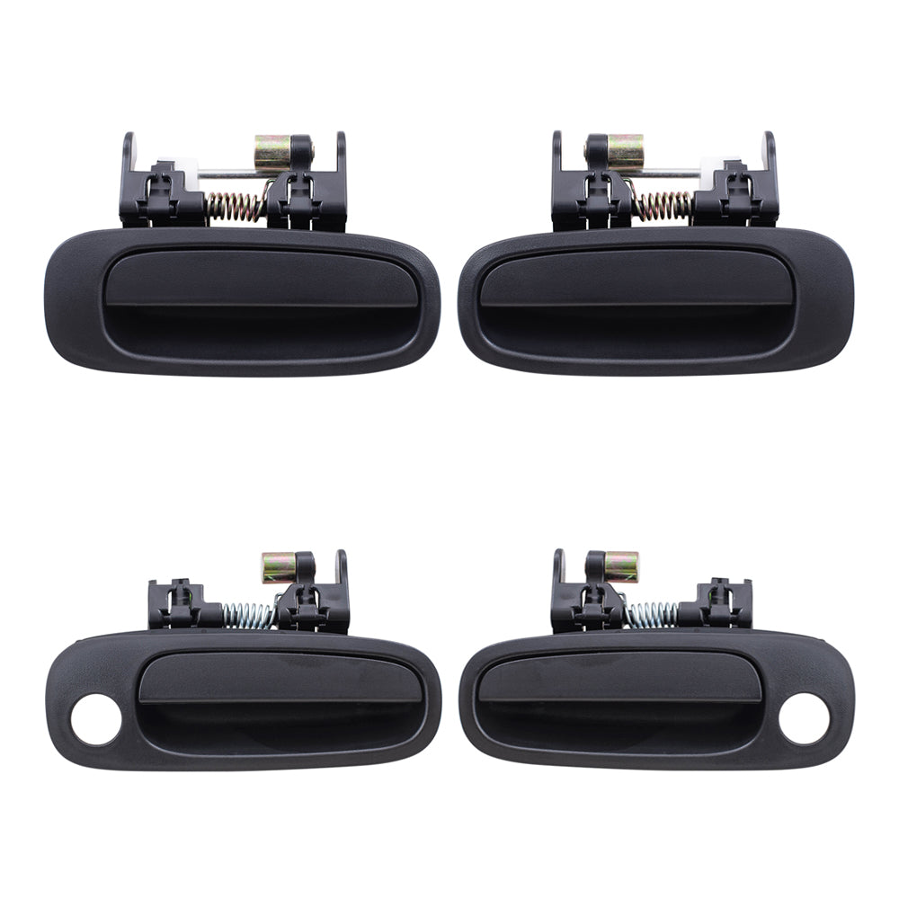 Brock Replacement Driver and Passenger Side Outside Door Handles Textured Black 4 Piece Set Compatible with 1998-2002 Corolla & 1998-2002 Prizm