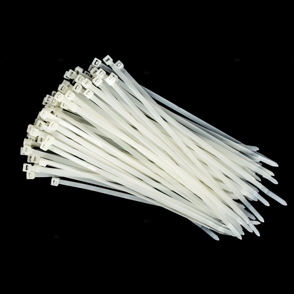 1000 Pc Bag Nylon 8" Natural White Cable Zip Ties Self Locking Head UV Heat