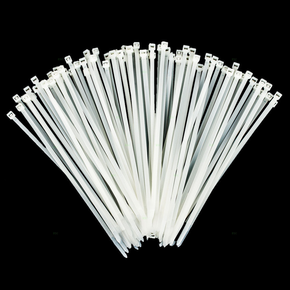 1000 Pc Bag Nylon 8" Natural White Cable Zip Ties Self Locking Head UV Heat