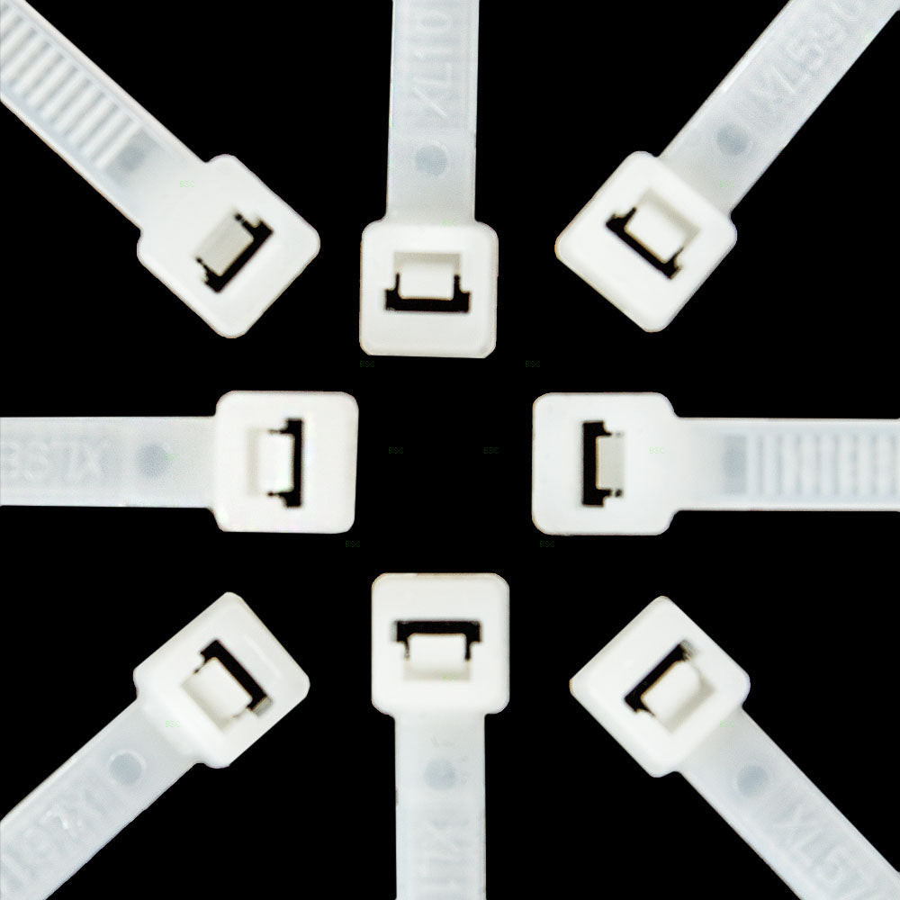 1000 Pc Bag Nylon 8" Natural White Cable Zip Ties Self Locking Head UV Heat